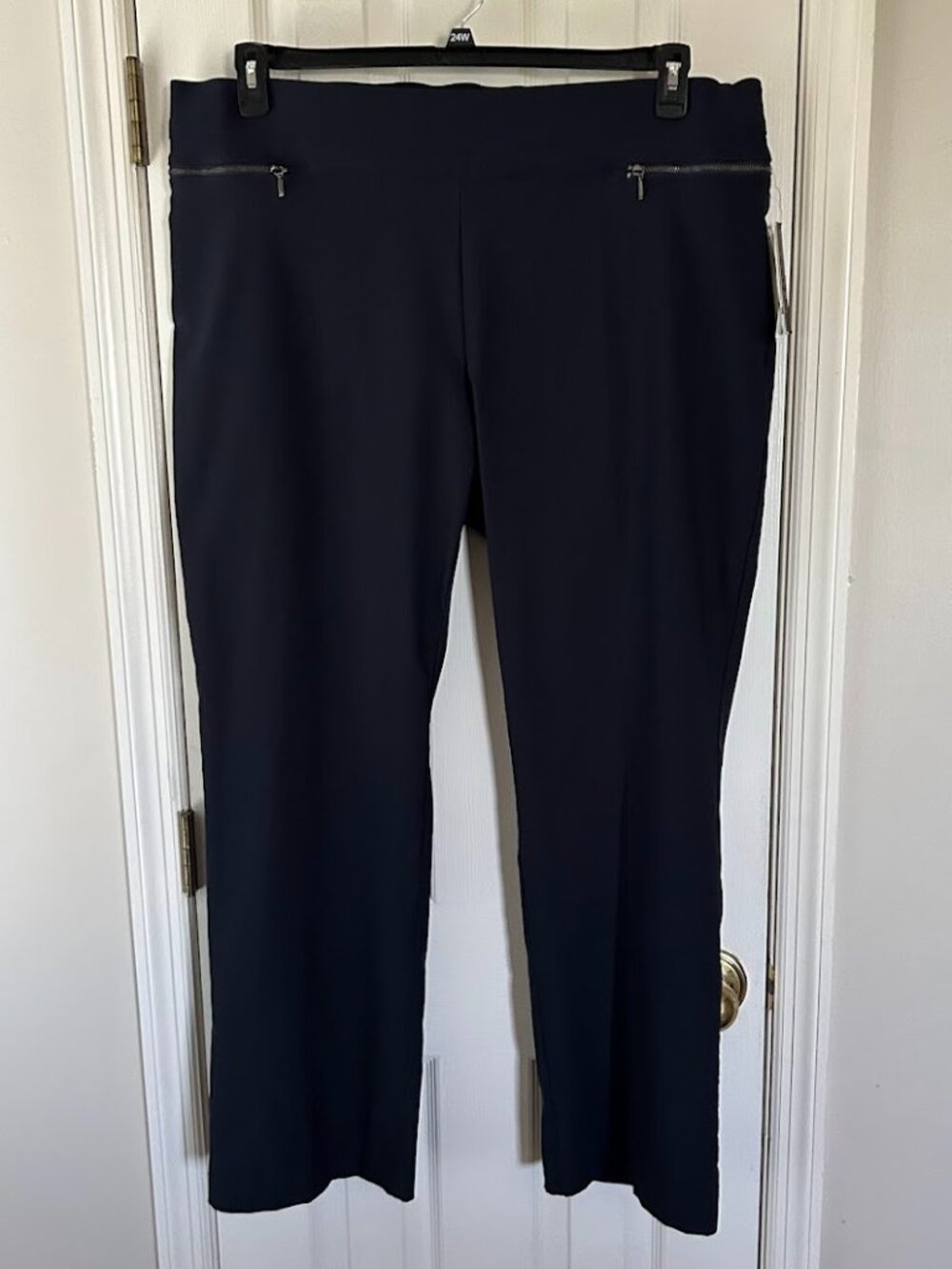 Violets & Roses Pants Women's 24W Navy‎ Ruthy Zipper Bootcut Elastic Waist NWT